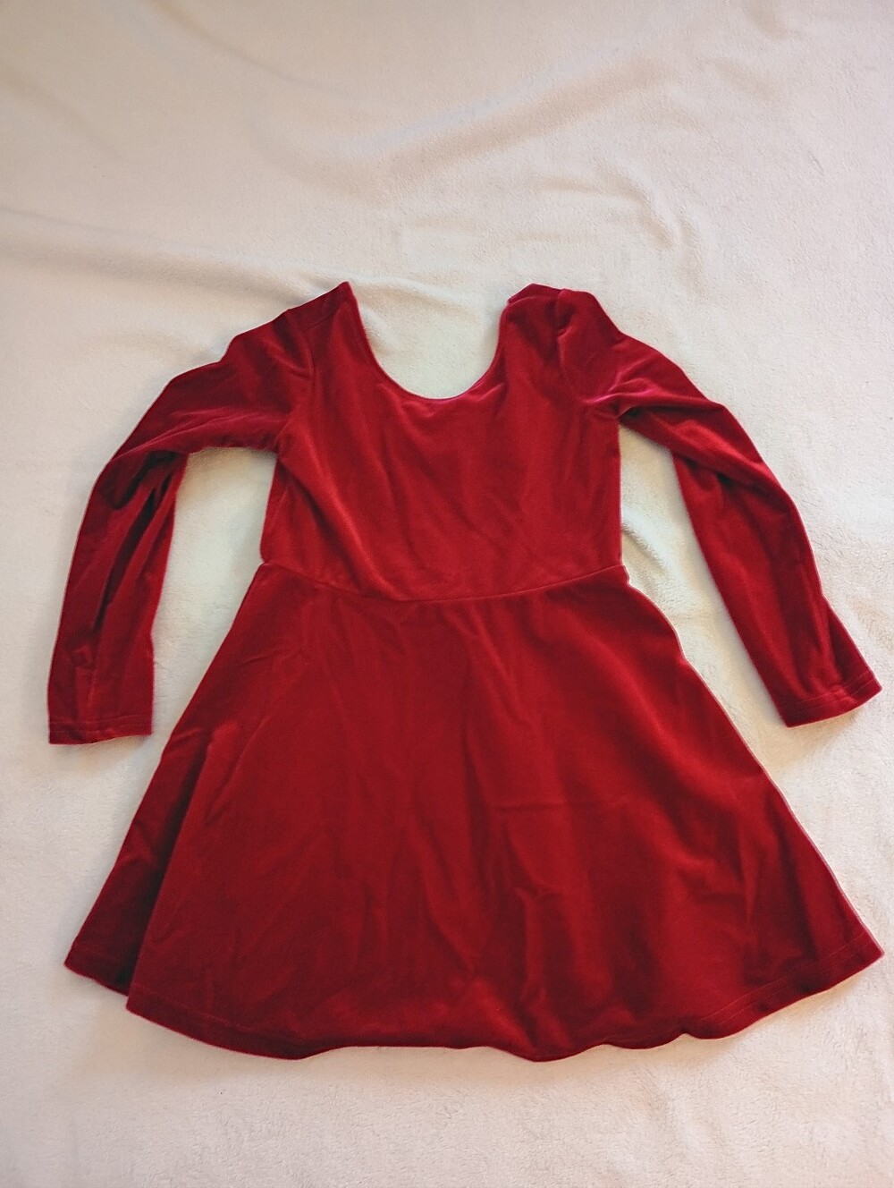 Children's Place Girls Red Velvet Long-Sleeve Dress Size 3T